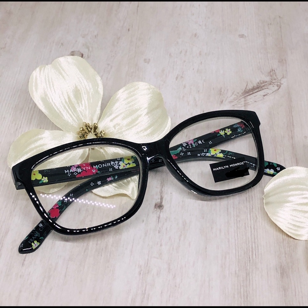Marilyn Monroe reading glasses Black Floral 2.50